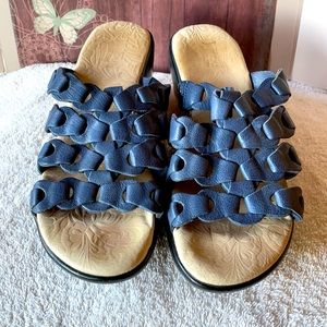 Jambu Leather Slide On Wedge Sandals